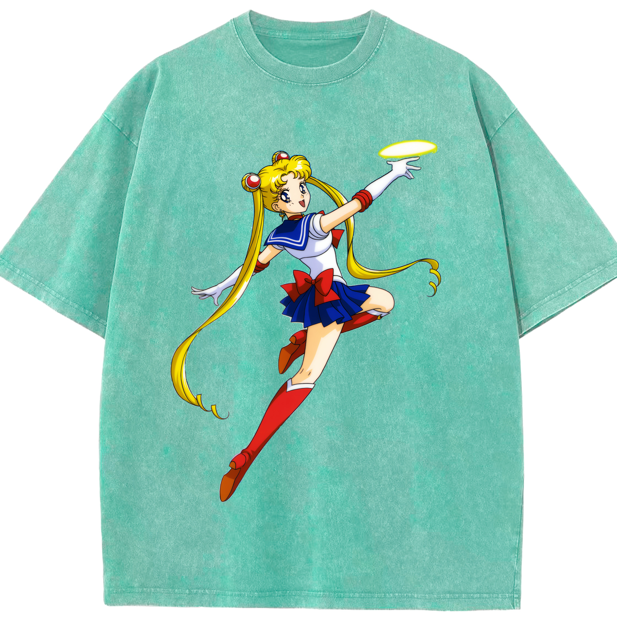 （画像用） 美少女戦士セーラームーン 月野 うさぎ つきの うさぎ Sailor Moon Tsukino Usagi 綿100% ヴィンテージ風 半袖Tシャツ（フロントプリント）